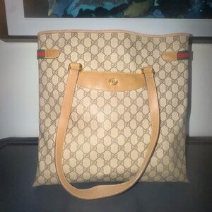 Gucci Signature Tote with Tan Straps